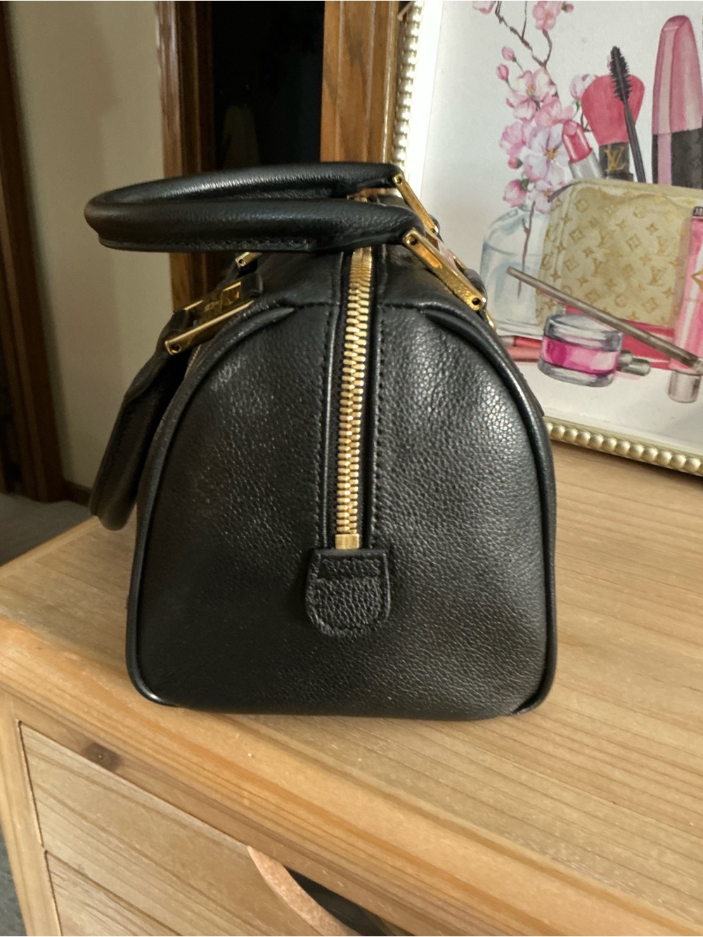 MCM München Black Leather Boston Satchel Gold Hardware - Picture 4 of 14